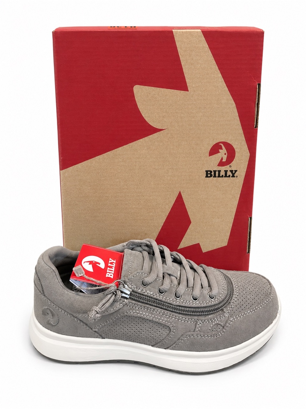 Billy Women's Gray Lace-Up Comfort Jogger Sneaker with Side Zip NIB